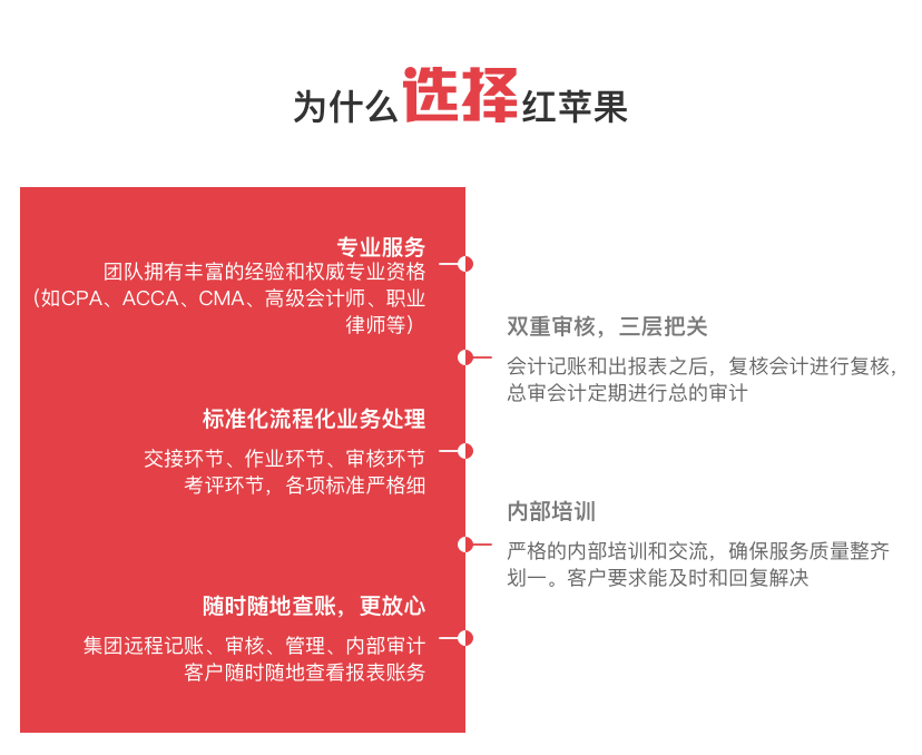 为什么选择红苹果财务