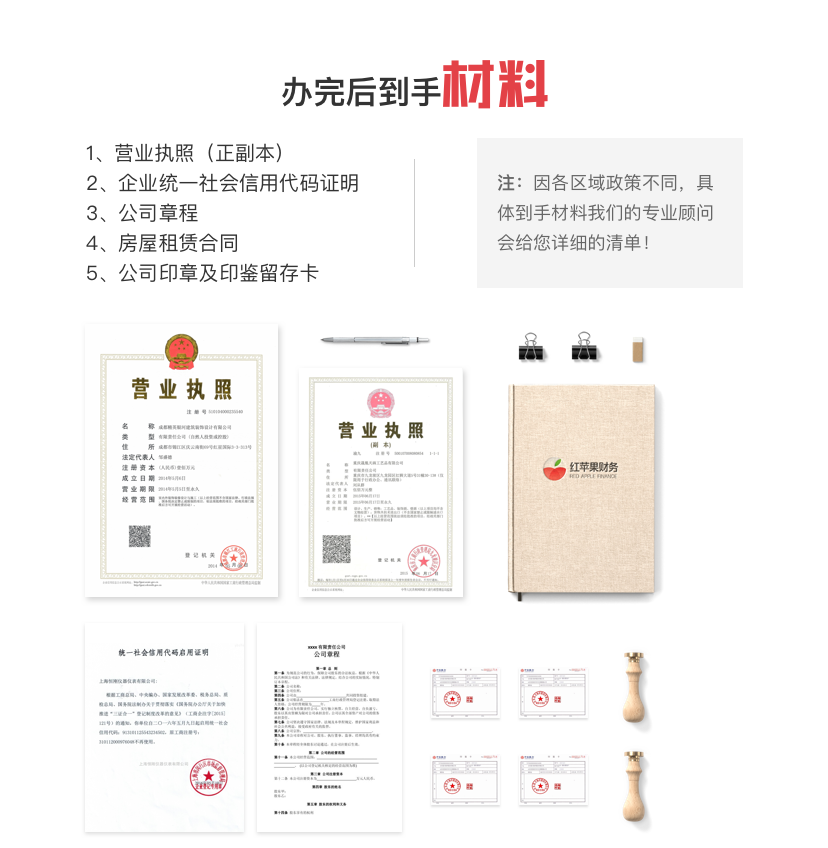 办完手续后到手材料